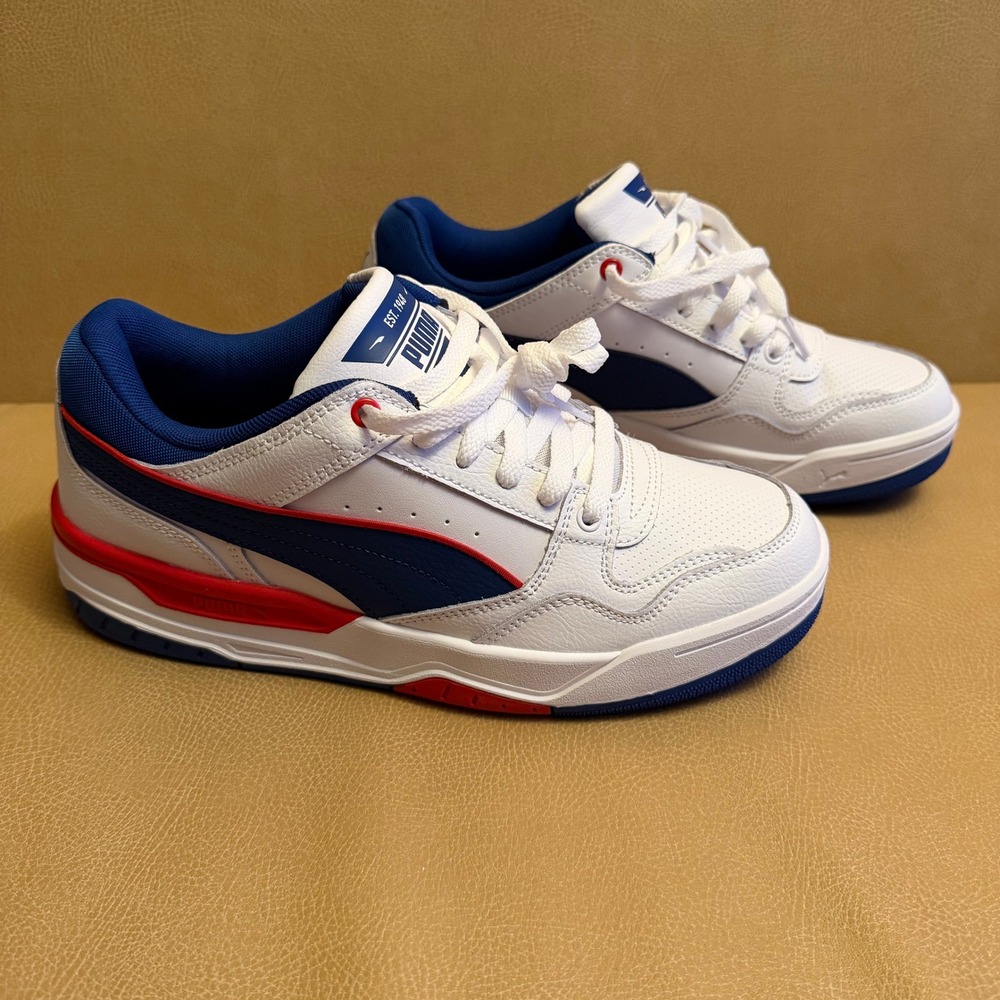 Puma Rebound Retro Mens White Blue Red Sneakers 400197-05 Size 9